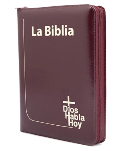 Biblia Dios Habla Hoy, Letra Gigante, Símil Piel, Vinotinto con Cierre