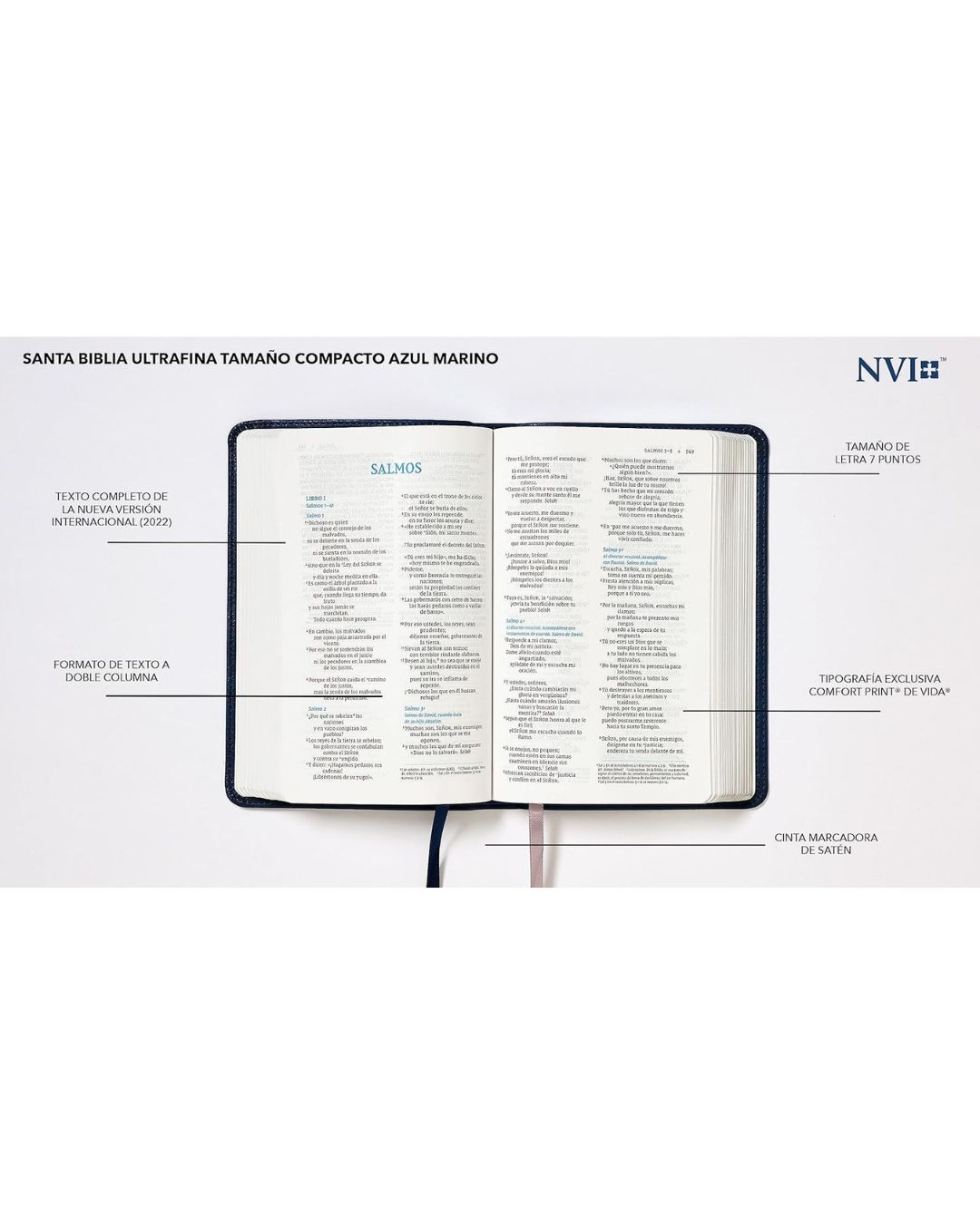 Biblia NVI, Imitación Piel, Pequeña, Azul Marino - Imagen 5