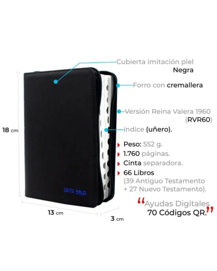 Biblia Reina Valera 1960, Símil Piel, Manual, con cierre e Indice - Imagen 7