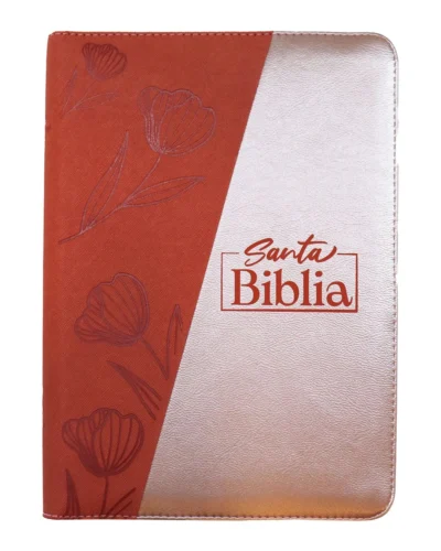 Biblia Reina Valera 1960, Letra Gigante, Imitación Piel, Grande, Naranja Chanpagne con Cierre