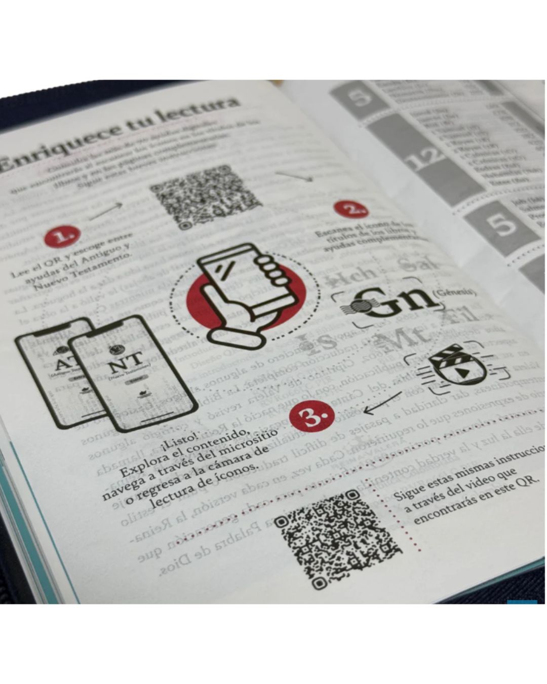 Biblia Reina Valera 1960, Letra Grande, Símil Piel, Manual, Azul con Cierre - Imagen 4