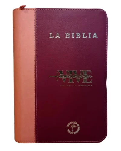 Biblia Vive la Palabra Traducción Lenguaje Actual, Letra Grande, Símil Piel, Manual, Rosa Vinotinto, con Cierre