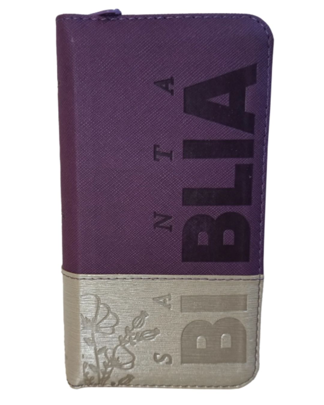 Biblia tipo chequera Reina Valera 1960, Senti Piel, Pequeña, Morado con Cierre e Índice