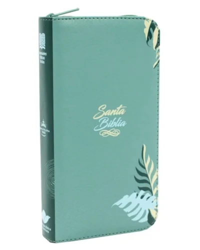 Biblia tipo chequera Reina Valera 1960, Senti Piel, Pequeña, Verde con Cierre e Índice