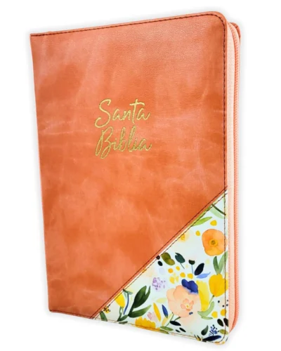 Biblia Reina Valera 1960 - Letra Grande Naranja Flores
